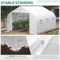 Outsunny 11.5 x10 x6.5 ft Walk-in Tunnel Greenhouse with Zippered Mesh Door and 8 Mesh Windows, Gardening Plant Hot House with Galvanized Steel Hoops, White(m-5)