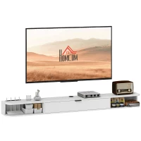 HOMCOM 71" Floating TV Stand for TVs up to 75 Inch, Wall Mounted Media Console with Flip Drawer and 2 Open Shelves, White(m-10)