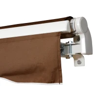Outsunny 12' x 10' Manual Retractable Awning Outdoor Sunshade Shelter with Crank Handle for Patio, Balcony, Yard, Khaki(m-8)