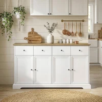 HOMCOM Sideboard Buffet Cabinet, 55" Farmhouse Kitchen Cabinet with Soft-Close Doors, 2 Drawers and 2 Adjustable Shelves(m-8)