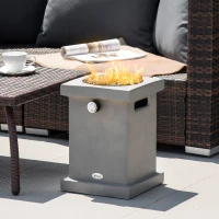 Outsunny Portable Outdoor Propane Fire Pit, Small Tabletop Fireplace, 10 Inch Square Gas Firebowl, 10,000 BTU, w/ Lava Rocks, CSA Certification, for Garden, Patio, Light Grey(m-2)