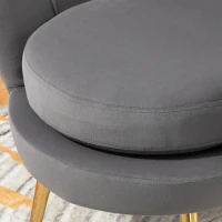 HOMCOM Modern Accent Chair, Velvet-Touch Fabric Leisure Club Chair with Gold Metal Legs for Bedroom, Grey(m-9)