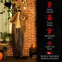 Outsunny 72" Life Size Outdoor Halloween Decorations Zombie, Animated Prop Animatronic Decor with Sound and Motion Activated, Light Up Eyes, Howling Sound(m-7)