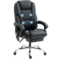 Vinsetto Massage Office Chair, Reclining Computer Chair with Adjustable Height and Footrest, Black(m-9)