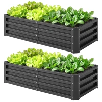 Outsunny Galvanized Raised Garden Bed, 4' x 2' x 1' Metal Planter Box, for Growing Vegetables, Flowers, Herbs, Succulents, Gray(m-1)