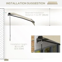 Outsunny 10' x 8' Retractable Awning, 280gsm UV Resistant Sunshade Shelter for Deck, Balcony, Yard, Beige and White(m-7)