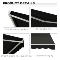 Outsunny 12' x 10' Electric Retractable Awning, Sun Shade Shelter with Remote Controller and Crank Handle for Deck, Black(m-7)