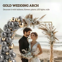 Outsunny Wedding Arch Backdrop Stand, Square Wedding Arch with U-shaped Stakes, 6.6 FT Gold Metal Arch Frame(m-4)