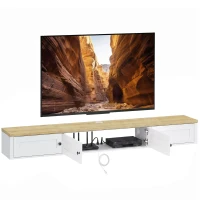 HOMCOM Floating TV Stand for TVs up to 72 Inch, Modern Wall Mounted Media Console with Power Outlets, White(m-13)