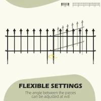Outsunny Metal Decorative Garden Fence, 9.2' x 17.25" 5 Steel Panels, Decorative Border for Landscape, Flower Bed, Animals, Black(m-5)