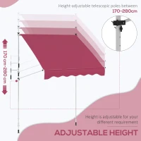 Outsunny 6.6'x5' Manual Retractable Patio Awning Sun Shelter Window Door Deck Canopy, Water Resistant UV Protector, Wine Red(m-4)