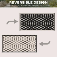 Outsunny Reversible Outdoor Rug, 9' x 18' Waterproof Plastic Straw Floor Mat, Portable RV Camping Carpet, Black & Beige(m-6)