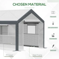 Outsunny 12' x 7' x 7' Greenhouse, Walk-in Outdoor Tunnel Green House with PE Cover, Steel Frame(m-4)