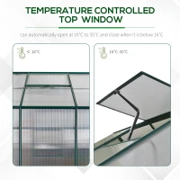 Outsunny 8' x 6' Greenhouse for Outdoors, Polycarbonate Greenhouse with Roof Vent and Rain Gutter, Aluminum Walk-in for Outside for Patio Backyard Garden, Green(m-6)