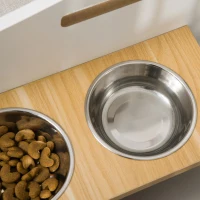 PawHut Elevated Dog Bed with Dog Bowls, Raised Furniture Style Pet Sofa for Cat with Soft Cushion, Washable Cover, for Small and Medium Sized Dog(m-10)