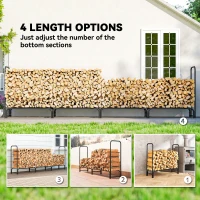 Outsunny Firewood Rack with Waterproof Cover, 500 kg Log Storage Holder with Steel Chains, 142" x 14" x 39", Dark Green(m-7)