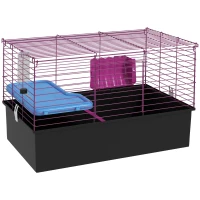 PawHut 18.5" Small Animal Cage with Water Bottle, Food Dish, Platform, Ramp, Black(m-9)
