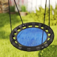 Qaba 24 inch Saucer Tree Swing Set for Kids with Adjustable Hanging Ropes for Outdoor, Backyard, Blue(m-7)