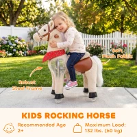 Qaba Ride on Horse for Kids 2+ Years, Plush Ride On Pony Toys with Rotatable Head and Neighing Sounds, Light Brown(m-4)