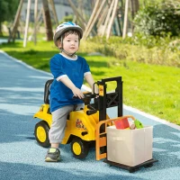 Aosom Sit and Scoot Ride-on Toy with Forklift Operation, Construction Toys for Kids with Under Seat Storage, Forklift Toy(m-2)