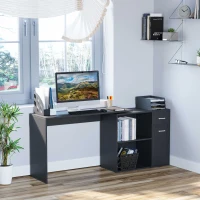 HOMCOM 180° Rotating Home Office Corner Desk Storage Shelf Cabinet Black(m-1)