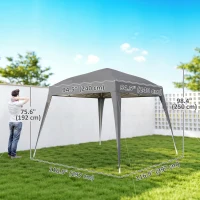 Outsunny 8' x 8' Pop Up Canopy, Outdoor Folding Tent, Portable Party Tent with Carrying Bag for Camping, Party, Picnic, Grey(m-3)