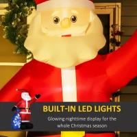 Outsunny 8ft Christmas Inflatables Outdoor Decorations Smiling Santa Claus with Gift Bag, Blow-Up LED Yard Christmas Decor(m-4)