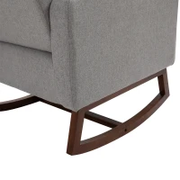 HOMCOM Accent Lounge Rocking Chair with Solid Curved Wood Base and Linen Padded Seat, Grey(m-9)