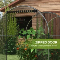 Outsunny 9.8' x 3.9' Crop Cage with Zipper Roll-Up Door, Mesh Plant Protection Tent from Animals with Galvanised Steel Frame(m-7)
