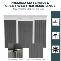 Outsunny 8' x 3.5' Metal Lean to Garden Shed, Outdoor Storage Shed, Garden Tool House with Double Sliding Doors, 2 Air Vents for Backyard, Patio, Lawn, Gray(m-7)