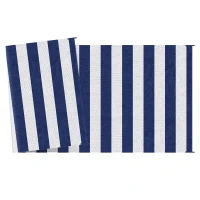 Outsunny Reversible Outdoor Rug, 9' x 18' Waterproof Plastic Straw Floor Mat, Portable RV Camping Carpet, Large Floor Mat for Backyard, Deck, Picnic, Beach, Blue & White Striped(m-9)