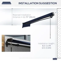 Outsunny 8' x 6.5' Retractable Awning, 280gsm UV Resistant Sunshade Shelter for Deck, Balcony, Yard, Blue(m-7)