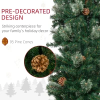 HOMCOM 9.5ft Pencil Christmas Tree, Slim Xmas Tree with Realistic Branches, Pine Cones and Metal Base, Green(m-6)