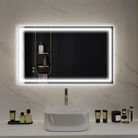 HOMCOM 39" x 24" Bathroom Mirror with LED Lights, Wall Mounted Vanity Mirror with Anti-Fog Pad and Touch Button, Clear(m-8)
