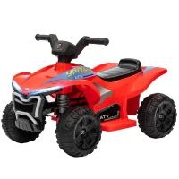 Qaba Kids ATV Quad, 6V Ride On Toy with Rechargeable Battery, Light, Music, Forward & Reverse for Toddlers, Red(m-1)