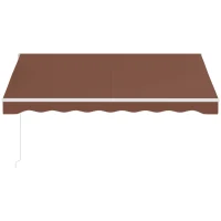 Outsunny 10' x 8' Electric Awning, Retractable Awning Sun Shade Shelter with Remote Controller, Manual Crank Handle and Aluminum Frame, for Deck, Balcony, Yard, Coffee(m-9)