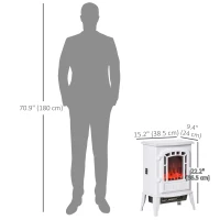 HOMCOM Electric Fireplace Heater, Freestanding Fireplace Stove with Realistic Flame Effect Overheat Protection 750W/1500W White(m-3)