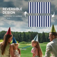 Outsunny Reversible Outdoor Rug, 9' x 18' Waterproof Plastic Straw Floor Mat, Portable RV Camping Carpet, Large Floor Mat for Backyard, Deck, Picnic, Beach, Blue & White Striped(m-7)