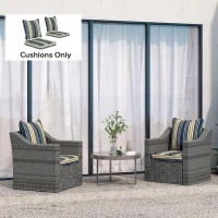 Outsunny Seat Cushion Back Pillows Replacement Set of 2, Patio Chair Cushions Set for Indoor Outdoor, Blue(m-1)