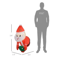 Outsunny 3.4' Inflatable Santa Claus Holding Wreath w/ LED Lights, Blow-Up Outdoor Hanging Display for Garden Party(m-3)