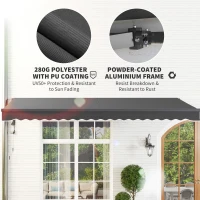 Outsunny 15' x 10' Electric Retractable Awning with Remote Controller, All Aluminum Frame Patio Awning, UV30+ Protection, Black(m-5)