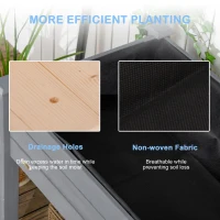 Outsunny 48" Raised Garden Bed, Elevated Wooden Planter Box with Holes for Vegetables, Herb, Flowers for Backyard, Dark Gray(m-7)