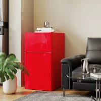 HOMCOM 3.2 Cu Ft Compact Refrigerator, Mini Fridge with Freezer, Adjustable Shelves and Reversible Doors for Bedroom, Red(m-8)