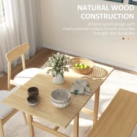 HOMCOM Solid Wood Kitchen Table, Farmhouse Drop Leaf Tables for Small Spaces, Folding Dining Table, Nature Wood(m-6)