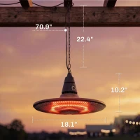 Outsunny 1500W Electric Patio Heater, IP65 Hanging Infrared Carbon Fiber Tube Outdoor Heater with Remote Control, Brown(m-3)