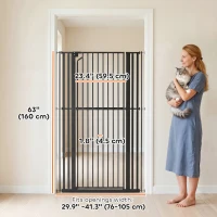 PawHut 63" Extra Tall Pet Gate 30-41" Wide Adjustable Baby Gate Pressure Mounted for Doorways, Hallways, Stairs(m-3)