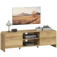HOMCOM TV Stand for up to 65 Inch TV, Nordic Entertainment Center with 2 Cabinets and 2 Open Shelves for Living Room, Natural(m-9)