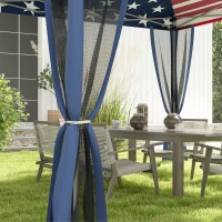 Outsunny 10' x 10' Outdoor Pop-Up Canopy with Sidewalls, Mesh Walls, Instant Setup for Party, Events, Patio, Lawn, American Flag(m-9)