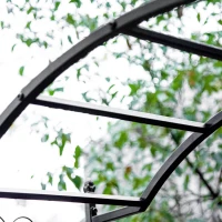 Outsunny 85" Garden Arch Arbor, Metal Arch Trellis with Gate, Garden Archway for Climbing Vines, Wedding Ceremony Decoration, Black(m-8)
