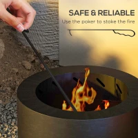 Outsunny Smokeless Fire Pit, Portable Camping Bonfire Stove with Poker for Backyard Patio Picnic, Steel, Black(m-5)